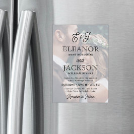 レトロスクリプトエレガントモノグラ結婚ム写真 マグネット招待状