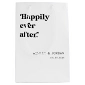 レトロスクリプトタイポグラフィが幸せにずっと結婚後 ミディアムペーパーバッグ (正面)