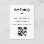 レトロスクリプトタイポグラフィとハート結婚の詳細 エンクロージャーカード (正面)