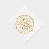 レトロスクリプトタイポグラフィラベルハッピー感謝祭 箔ナプキン (右)