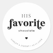 レトロスクリプトタイポグラフィHisお気に入りの結婚式の引き出物 ラウンドシール (正面)