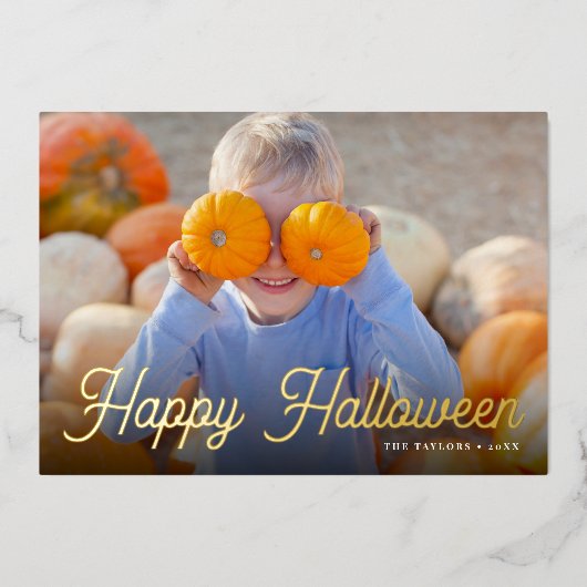 レトロスクリプトハロウィーン写真 箔シーズンカード (正面)