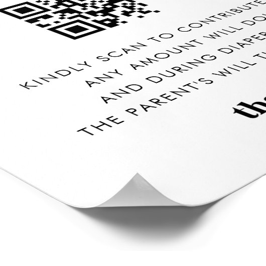 レトロスクリプトハートおむつファンド赤ちゃんシャワーサイン ポスター (角)