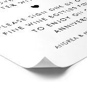 レトロスクリプトハートワインゲストブック結婚のサイン ポスター (角)