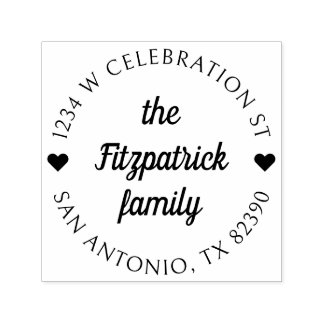 レトロスクリプトファミリ名ラウンド差出人住所 セルフインキングスタンプ