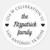 レトロスクリプトファミリ名ラウンド差出人住所 ラウンドシール (正面)