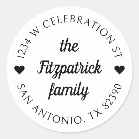 レトロスクリプトファミリ名ラウンド差出人住所 ラウンドシール (正面)