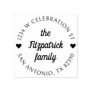 レトロスクリプトファミリ名ラウンド差出人住所 ラバースタンプ