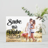 レトロスクリプトフォトセーブ・ザ・デート案内 招待状 (スタンド正面)