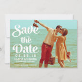 レトロスクリプトフォトセーブ・ザ・デート案内 招待状 (正面)