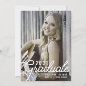 レトロスクリプトフォト卒業パーティー 招待状 (正面)