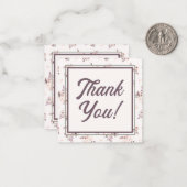 レトロスクリプトフォントと赤面ピンクフローラありがとう ノートカード (正面/裏面インサイチュ)