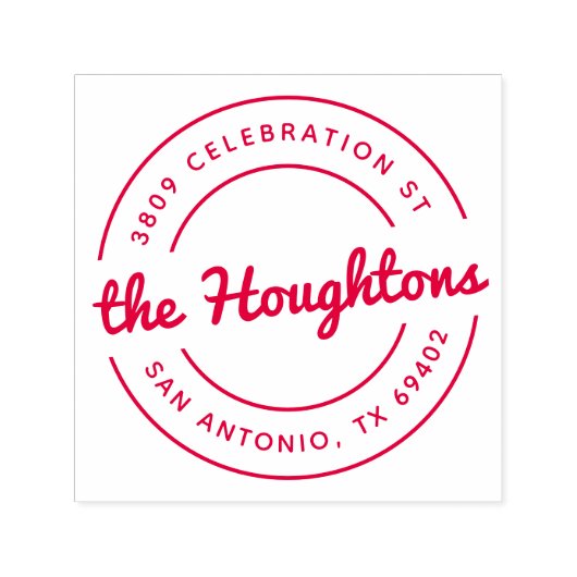 レトロスクリプトラウンドファミリ名差出人住所 セルフインキングスタンプ (デザイン)