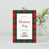 レトロスクリプトレッド+グリーン Plaid クリスマス 招待状 (スタンド正面)