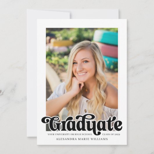 レトロスクリプト写真の卒業 案内状 (正面)