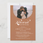 レトロスクリプト写真テラコッタリハーサル夕食 招待状 (正面)