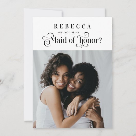 レトロスクリプト写真ヴィンテージメイド・オブ・オーナー（花嫁付き添い人）提案 案内状 (正面)