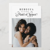 レトロスクリプト写真ヴィンテージメイド・オブ・オーナー（花嫁付き添い人）提案 案内状 (正面/裏面)