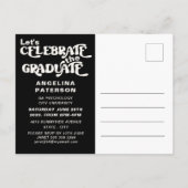 レトロスクリプト写真白黒の大学院パーティー インビテーションポストカード (裏面)