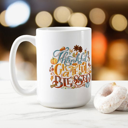 レトロスクリプト感謝のモノグラム賛美感謝 コーヒーマグカップ