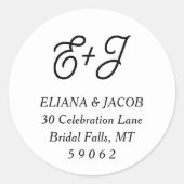 レトロスクリプト結婚モノグラムのラウンド差出人住所 ラウンドシール (正面)