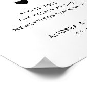 レトロスクリプト花びらトスオフの結婚サイン ポスター (角)