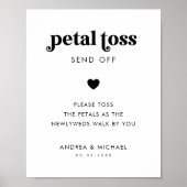 レトロスクリプト花びらトスオフの結婚サイン ポスター (正面)