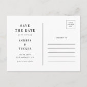 レトロスクリプト3フォトコラージュ結婚式の日付を保存 ポストカード (裏面)