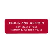 レトロスクリプト チェリー レッド ウェディング 返信先住所 ラベル (正面)