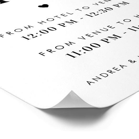 レトロスクリプト&ハートシャトルサービス結婚のサイン ポスター (角)