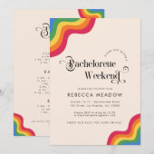 レトロスクリプト&レインボーカラフルバチェロレッテ 招待状 (正面/裏面)