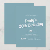 レトロスクリプト | Any Age Blue誕生日パーティー 招待状 (正面/裏面)