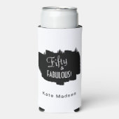 レトロスクリプトFifiture & FABULOUSブラック&ホワイト スリム缶クーラー (Seltzer正面)