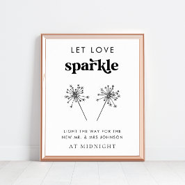 レトロスクリプトLet Love Sparkle'結婚 Sendoff Sign ポスター