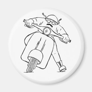 レトロスクーターの口髭ライダー マグネット