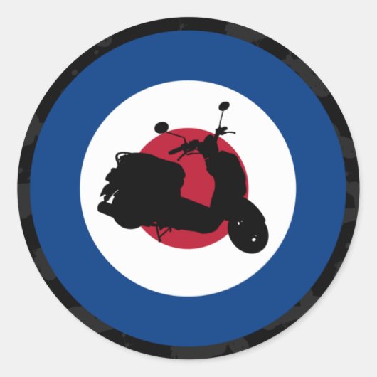 レトロスクーターシルエットシール ラウンドシール (正面)