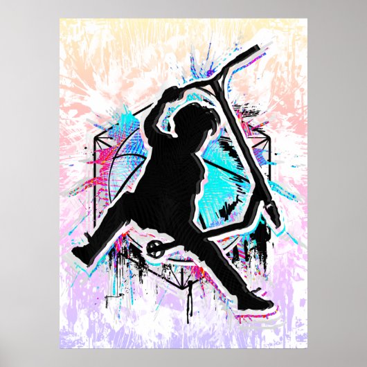 レトロスクーター – スタントスクーター – キックスタントスクーター ポスター (正面)