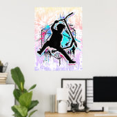 レトロスクーター – スタントスクーター – キックスタントスクーター ポスター (ホームオフィス)