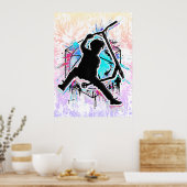 レトロスクーター – スタントスクーター – キックスタントスクーター ポスター (キッチン)