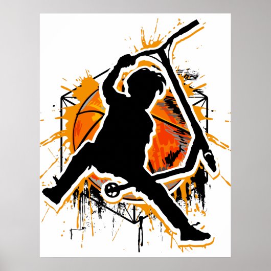 レトロスクーター – スタントスクーター – キックスタントスクーター ポスター (正面)