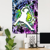 レトロスクーター – スタントスクーター – キックスタントスクーター ポスター (ホームオフィス)