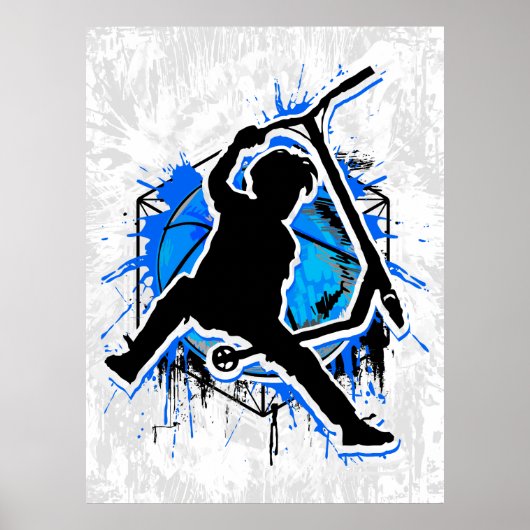 レトロスクーター – スタントスクーター – キックスタントスクーター ポスター (正面)