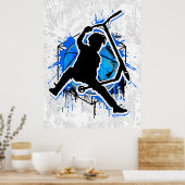 レトロスクーター – スタントスクーター – キックスタントスクーター ポスター (キッチン)