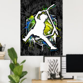 レトロスクーター – スタントスクーター – キックスタントスクーター ポスター (ホームオフィス)