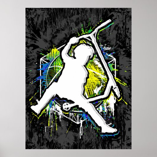 レトロスクーター – スタントスクーター – キックスタントスクーター ポスター (正面)