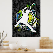 レトロスクーター – スタントスクーター – キックスタントスクーター ポスター (キッチン)