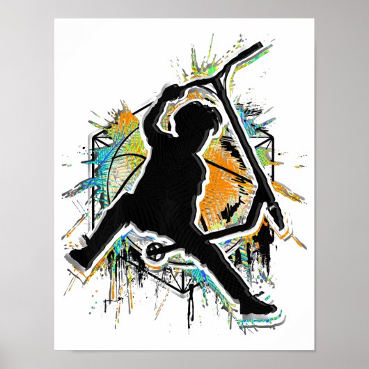 レトロスクーター – スタントスクーター – キックスタントスクーター ポスター (正面)