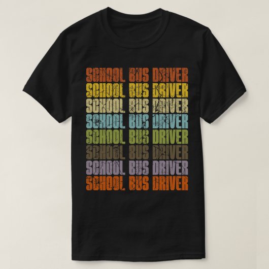 レトロスクールバスドライバー Tシャツ (デザイン正面)