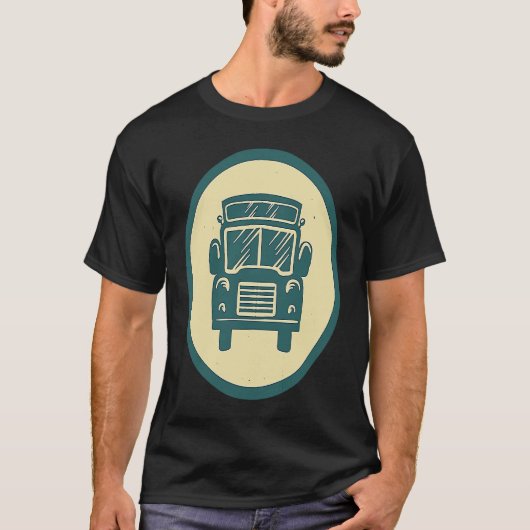 レトロスクールバスヴィンテージドライバ Tシャツ (正面)