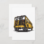 レトロスクールバスヴィンテージ黄 サンキューカード (正面/裏面)